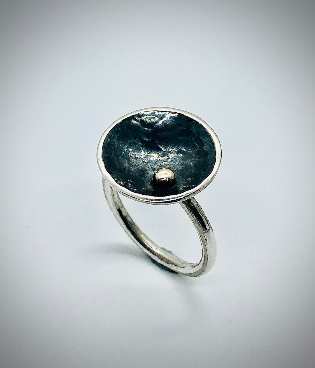 Moon Ring. Oxidised Moon Ring, Black and Gold Ring, Celestial Ring ...