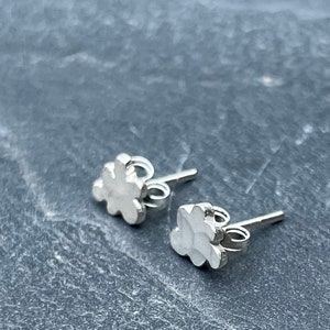 Silver Cloud Studs. Cloud studs, dainty studs, hammered cloud studs, plain silver studs, small silver studs. image 10