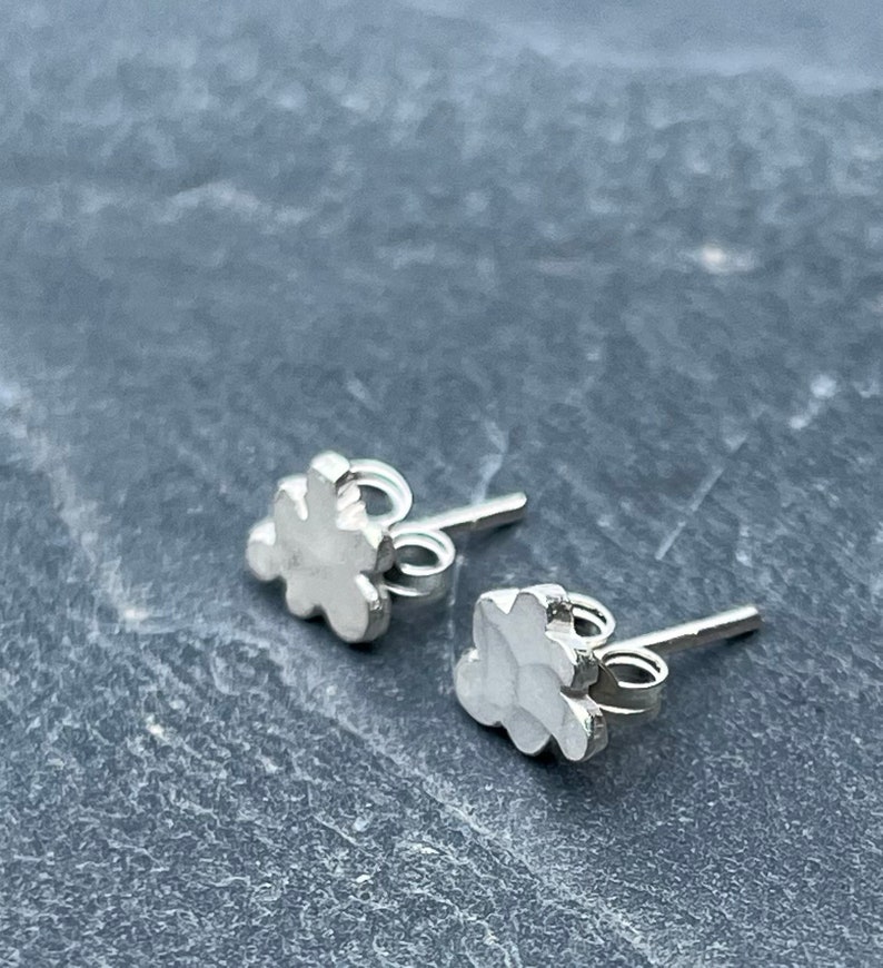 Silver Cloud Studs. Cloud studs, dainty studs, hammered cloud studs, plain silver studs, small silver studs. image 10