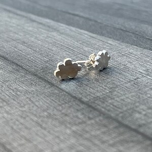 Silver Cloud Studs. Cloud studs, dainty studs, hammered cloud studs, plain silver studs, small silver studs. image 7