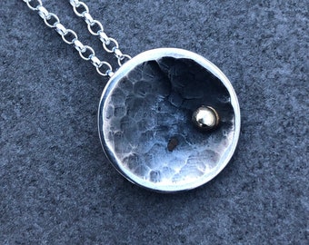 Moon Pendant, black moon necklace, celestial pendant, celestial jewellery, oxidised pendant, silver and gold necklace, moon jewellery, moon,