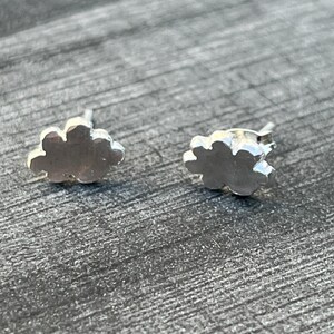 Silver Cloud Studs. Cloud studs, dainty studs, hammered cloud studs, plain silver studs, small silver studs. image 4