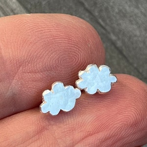 Silver Cloud Studs. Cloud studs, dainty studs, hammered cloud studs, plain silver studs, small silver studs. image 3