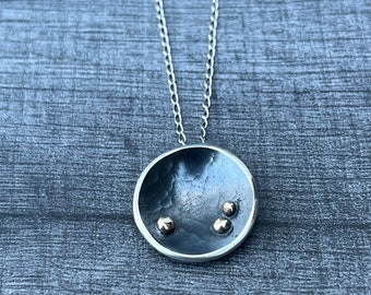 Orbit Pendant. Planets jewellery. Space jewellery. Oxidised necklace. Cup necklace. Round necklace.