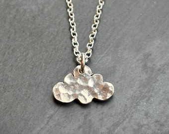 Hammered Sterling Silver Cloud Pendant - Celestial Jewelry