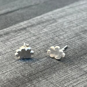 Silver Cloud Studs. Cloud studs, dainty studs, hammered cloud studs, plain silver studs, small silver studs. image 2