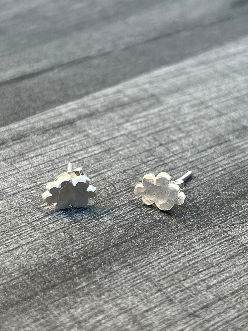 Silver Cloud Studs. Cloud studs, dainty studs, hammered cloud studs, plain silver studs, small silver studs. image 2