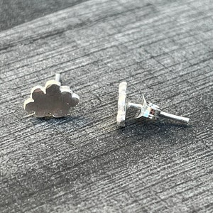 Silver Cloud Studs. Cloud studs, dainty studs, hammered cloud studs, plain silver studs, small silver studs. image 8