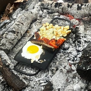 Handmade Carbon Steel Camping Griddle, Campfire Cooking Pan, Made By Blacksmith