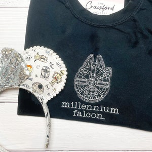 Millennium Falcon. Embroidered T-Shirt | Star Wars Galaxy&#39;s Edge Theme Park Apparel | Disney Apparel