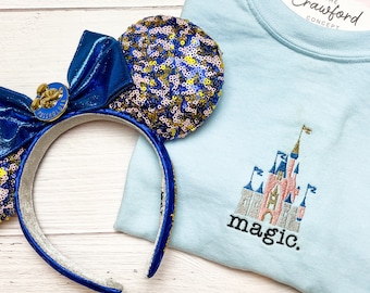 Magic. Embroidered T-Shirt | Embroidery Cinderella's Castle | Disney Parks Tee | Disney Apparel