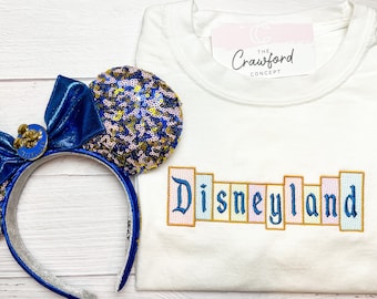 Disneyland Entrance Sign Embroidered T-Shirt | Theme Park Apparel | Disney Apparel