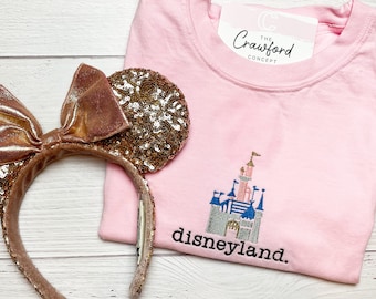 Disneyland. Embroidered T-Shirt | Embroidery Sleeping Beauty Castle | Disney Parks Tee | California Theme Park | Disney Apparel