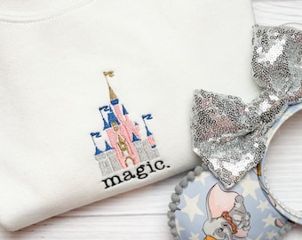 Magic Kingdom Embroidered Sweatshirt | Embroidery Magic Castle Disney World | Cinderella's Castle Disney Parks Sweatshirt | Disney Apparel