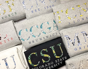 CUSTOMIZABLE Floral College | University Embroidered Sweatshirt | Hoodie