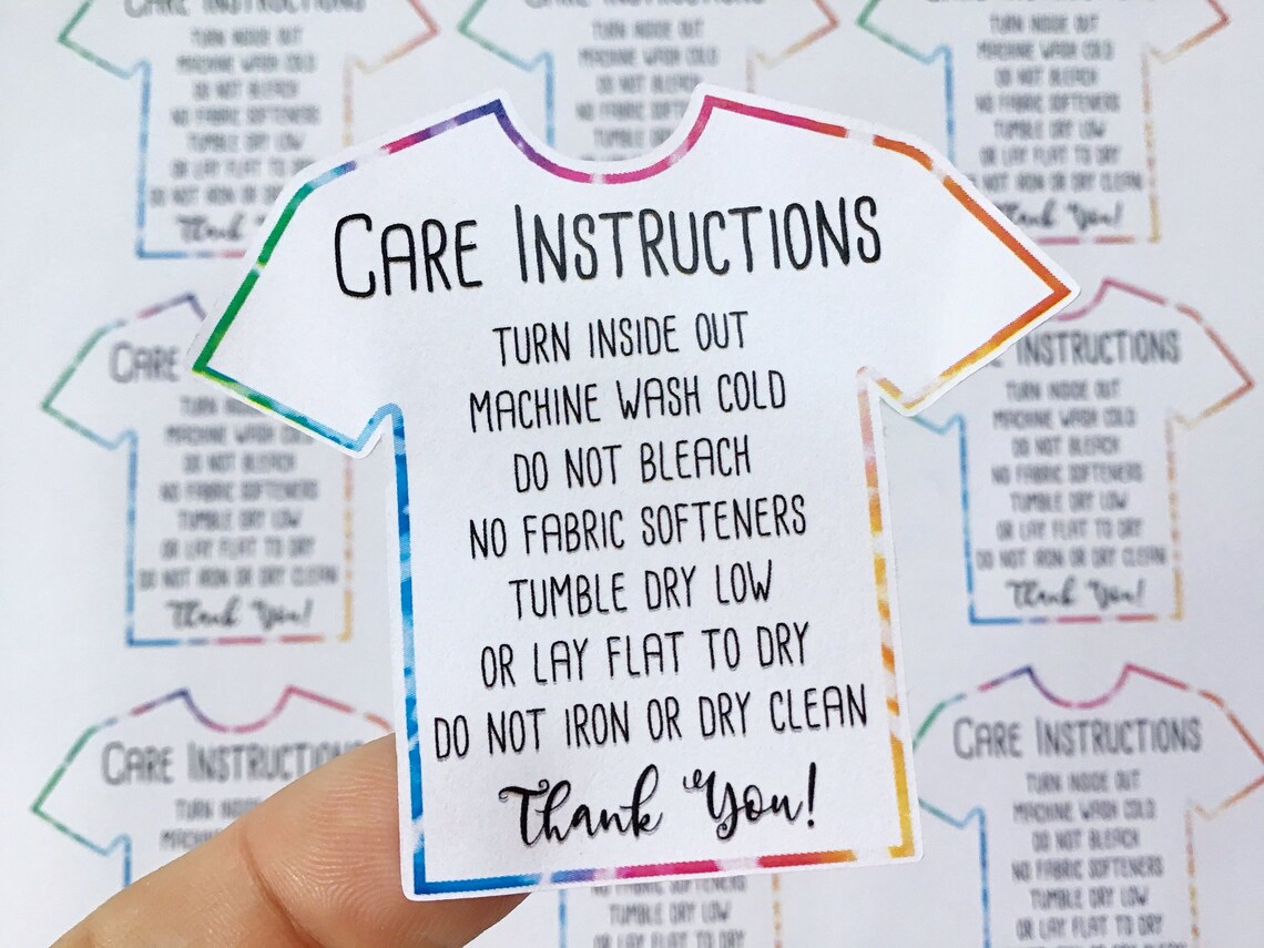 T-shirt Care Instructions Sticker Sheet Small Business - Etsy