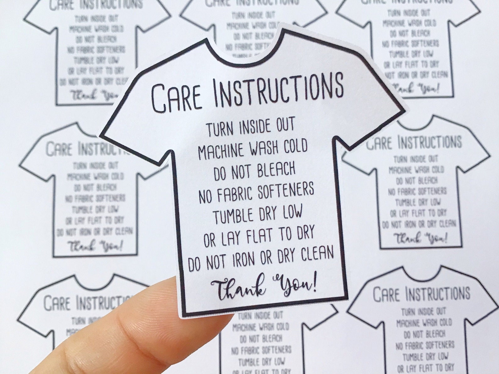 T-shirt Care Instructions Sticker Sheet Small Business | Etsy