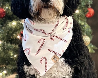 Candy Cane Christmas Dog Bandana: Holiday Flannel Tie On