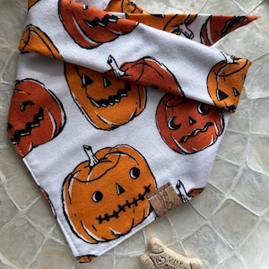 Flannel Pumpkin Dog Bandana: Fall Halloween Thanksgiving Tie On