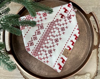 Christmas Tie On Dog Bandana - Christmas Card Idea - Christmas Dog Parent Gift Idea - Xmas Dog Bandana - Swedish Holiday Dog Bandana