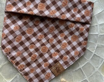Fall Plaid Pumpkin Dog Bandana - Thanksgiving Halloween Costume