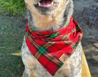 Holiday Dog Bandana - Tie On Dog Bandana - Dog Gifts - Christmas Dog Bandana - Matching Holiday Outfit