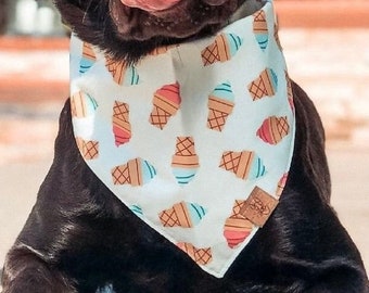 Ice Cream Tie On Dog Bandana - Summer Dog Bandana - Pool Dog Bandana - Everyday Dog Bandana - Popsicle Dog Bandana - 4th Of July Bandana