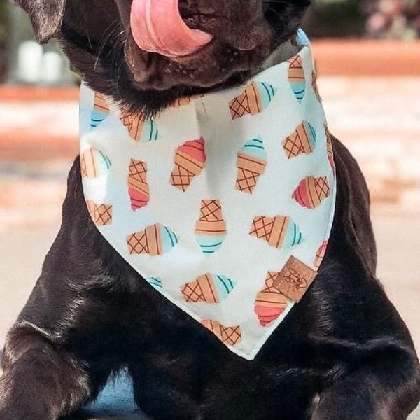 Ice Cream Tie On Dog Bandana - Summer Dog Bandana - Pool Dog Bandana - Everyday Dog Bandana - Popsicle Dog Bandana - 4th Of July Bandana