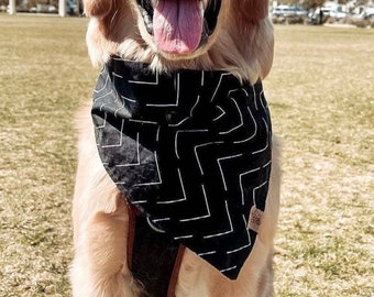 Aesthetic Dog Bandana - Everyday Dog Bandana - Modern Dog Bandana - Tie On Everyday Dog Bandana - Black and White Modern Dog Bandana -Trendy