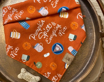 Pumpkin Spice Tie On Dog Bandana - Thanksgiving Dog Bandana - Fall Dog Bandana - Pumpkin Dog Bandana - Dog Mom/Dad Gift - Pie Dog Bandana