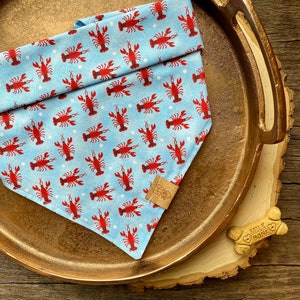 You're My Lobster Blue & Red Lobster Bandana Friends Dog Bandana Tie On Dog Bandana Lobster Print Summer Dog Bandana Lake Dog image 2