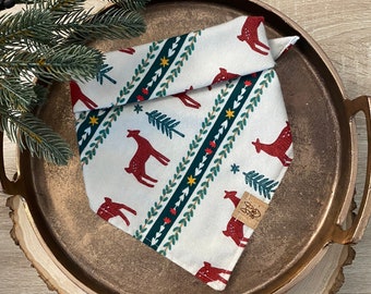 Holiday Dog Bandana - Christmas Tie On Dog Bandana - Swedish Dog Bandana - Green and Red Dog Bandana - Christmas Gifts - Dog Mom Gift
