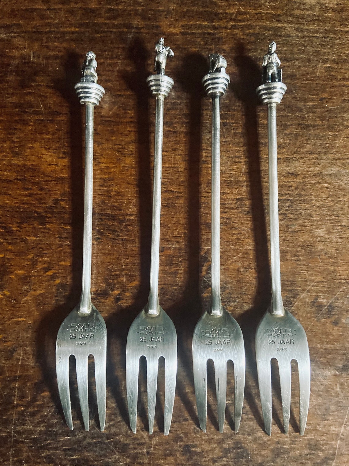 Vintage Silverplated Pastry Forks Construction and Wood Bond Etsy UK