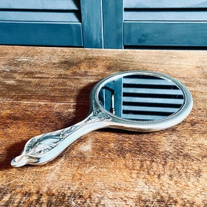 Vintage French Silver Plated Hand Mirror