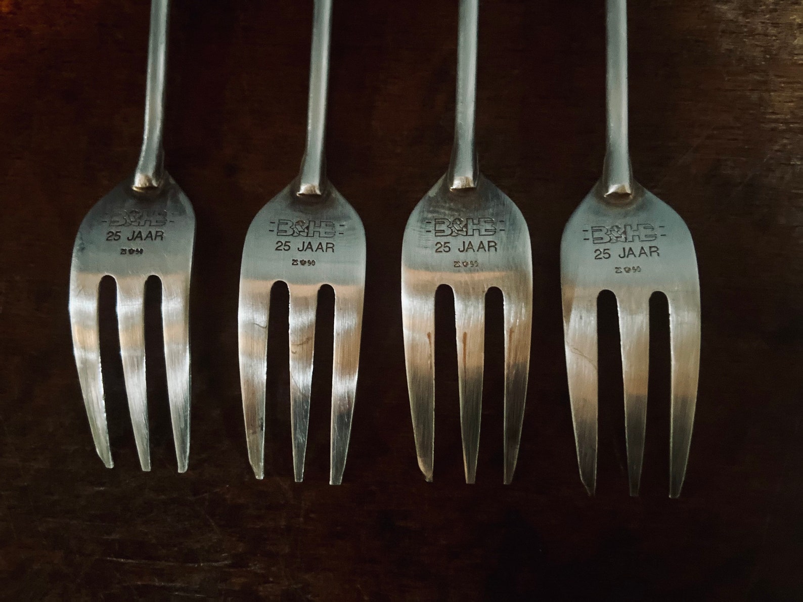 Vintage Silverplated Pastry Forks Construction and Wood Bond Etsy UK