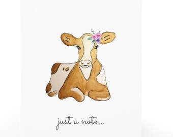Adorable farmhouse Animal custom Watercolor cards include Cow, Horse, Birds, Bunnies. Perfect for Birthday, Christmas, or Holiday season!