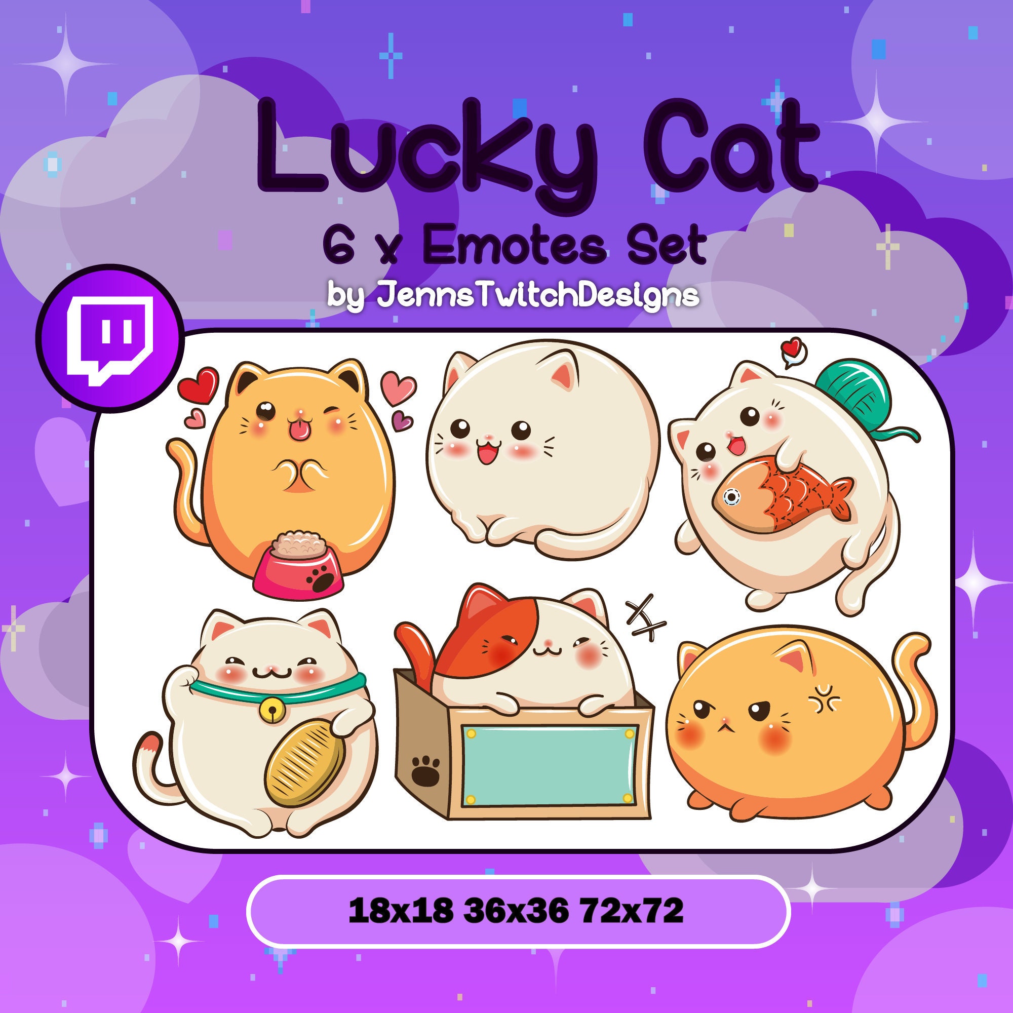 6 X Twitch Emotes Cute Lucky Cat - Etsy New Zealand 6 X Twitch Emotes Cute Lucky Cat - Etsy New Zealand
