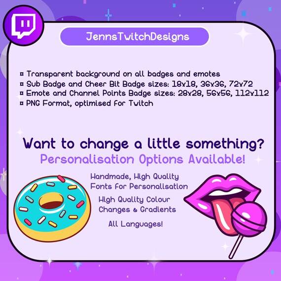 Youtube and more! 6 Yummy Junk Food Sub Cheer bit Badges for Twitch