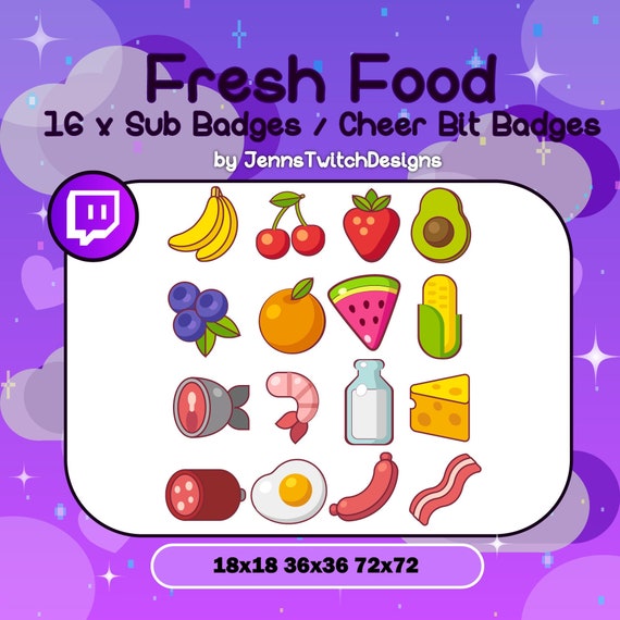 16 X Twitch Cheer Bit Badges Fresh Food Etsy 16 X Twitch Cheer Bit Badges Fresh Food Etsy