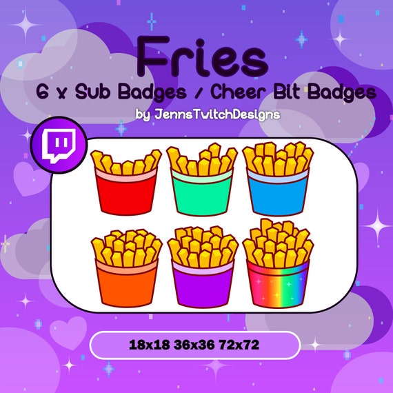 Youtube and more! 6 Yummy Junk Food Sub Cheer bit Badges for Twitch