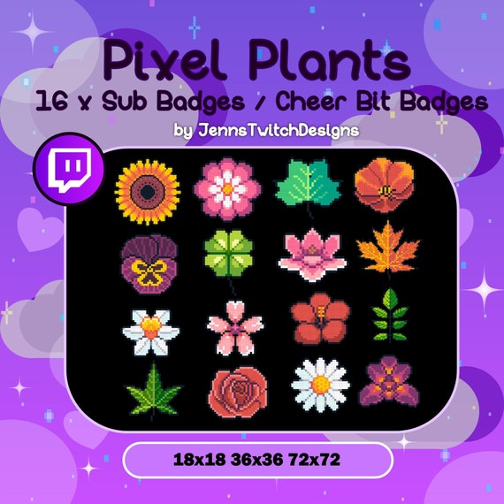 16 X Twitch Cheer Bit Badges Pixel Plants Etsy 16 X Twitch Cheer Bit Badges Pixel Plants Etsy