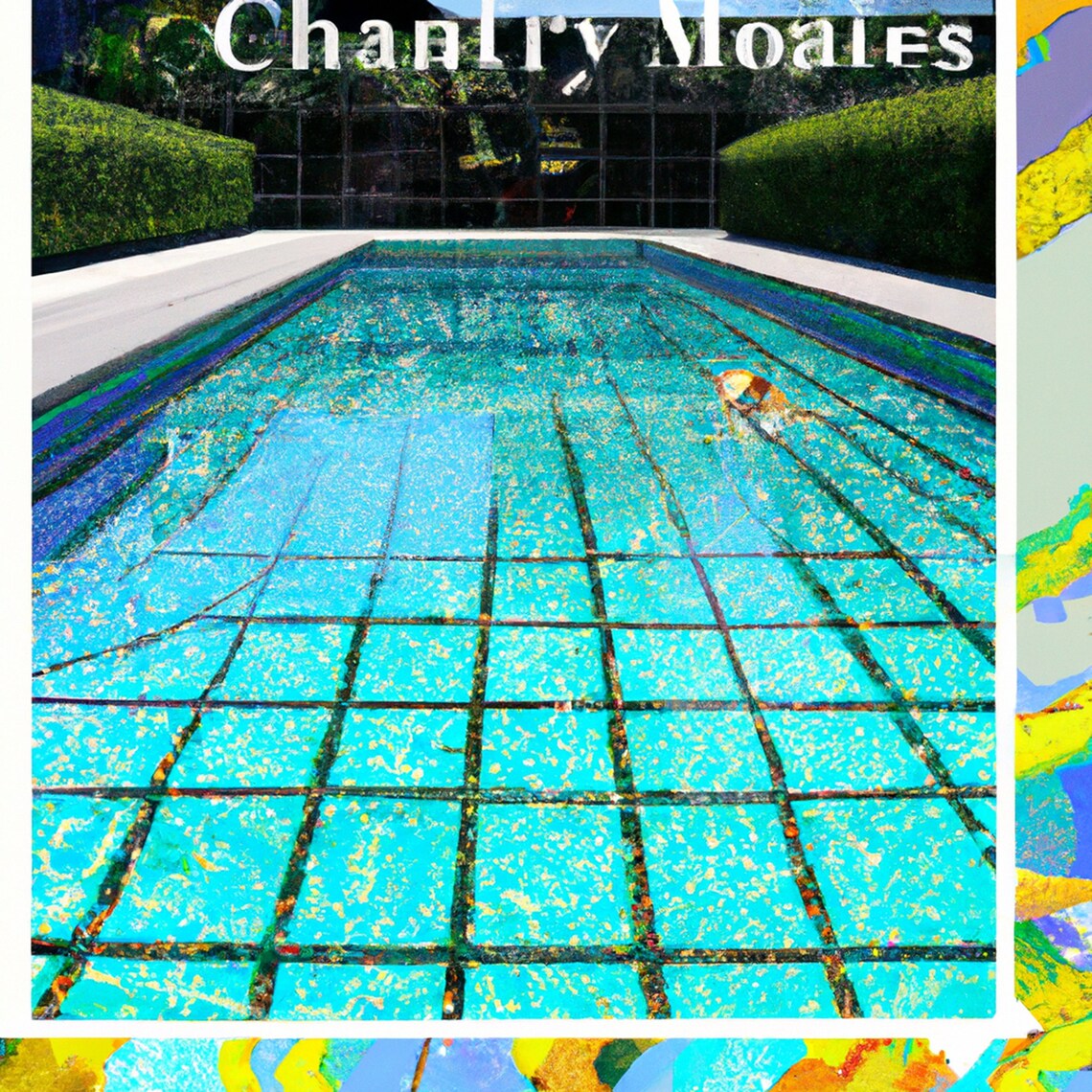 Swimming Pool Ai-generated Printable Wall Art, Set of 9 Square