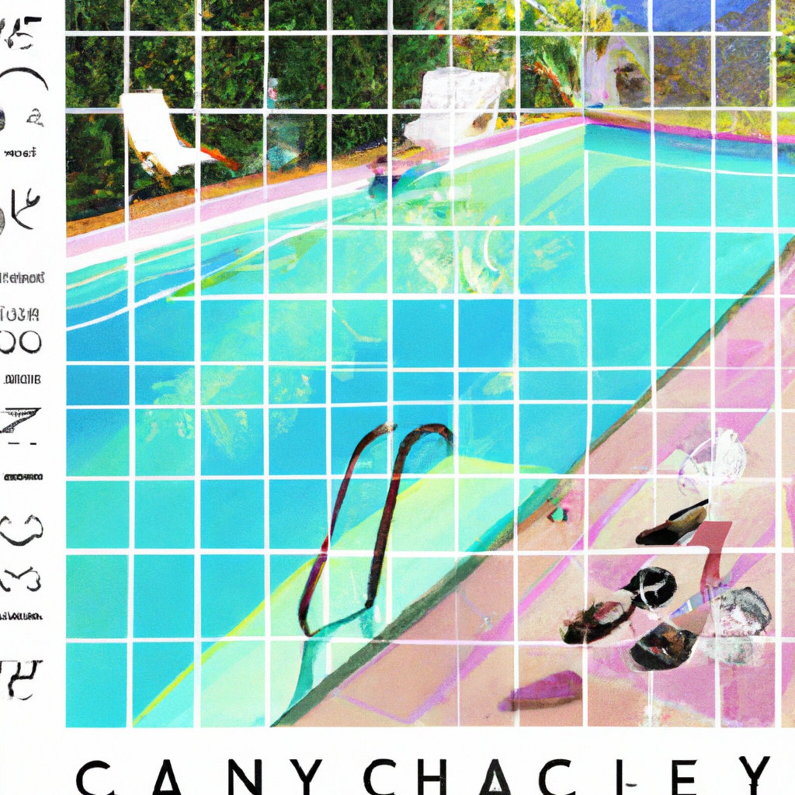 Swimming Pool Ai-generated Printable Wall Art, Set of 9 Square