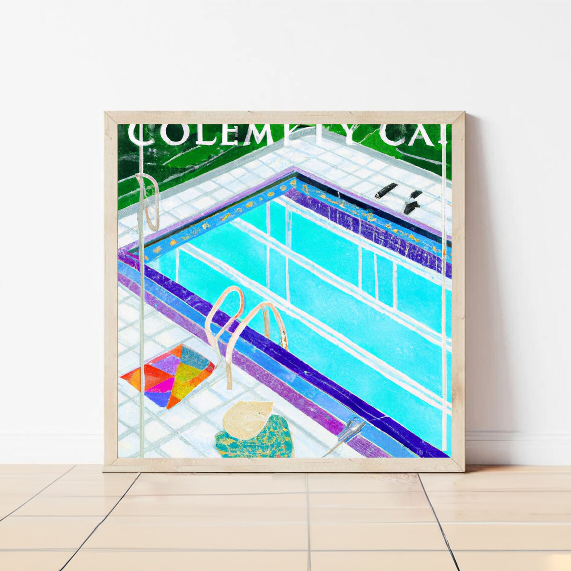 Swimming Pool Ai-generated Printable Wall Art, Set of 9 Square