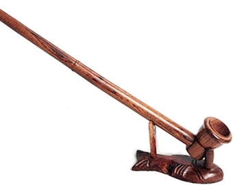 Handcrafted Pearwood Churchwarden Pipe, 10 Inch Long Stem