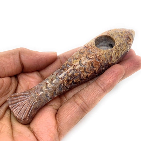 Hand Carved Stone Tobacco Pipe – Fish Design