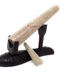 Handcarved Stone Cut 5 inches Tobacco Pipe -High quality  Durable Stone pipe with long stem