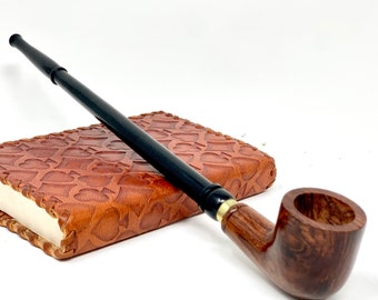 Churchwarden Tobacco Pipe: Hand Carved Pear Wood, 11.3" Long