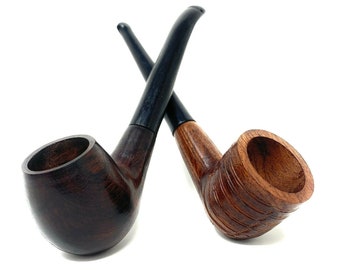 Handcrafted Ebony Wood Pipe Set – Billiard & Bent Style