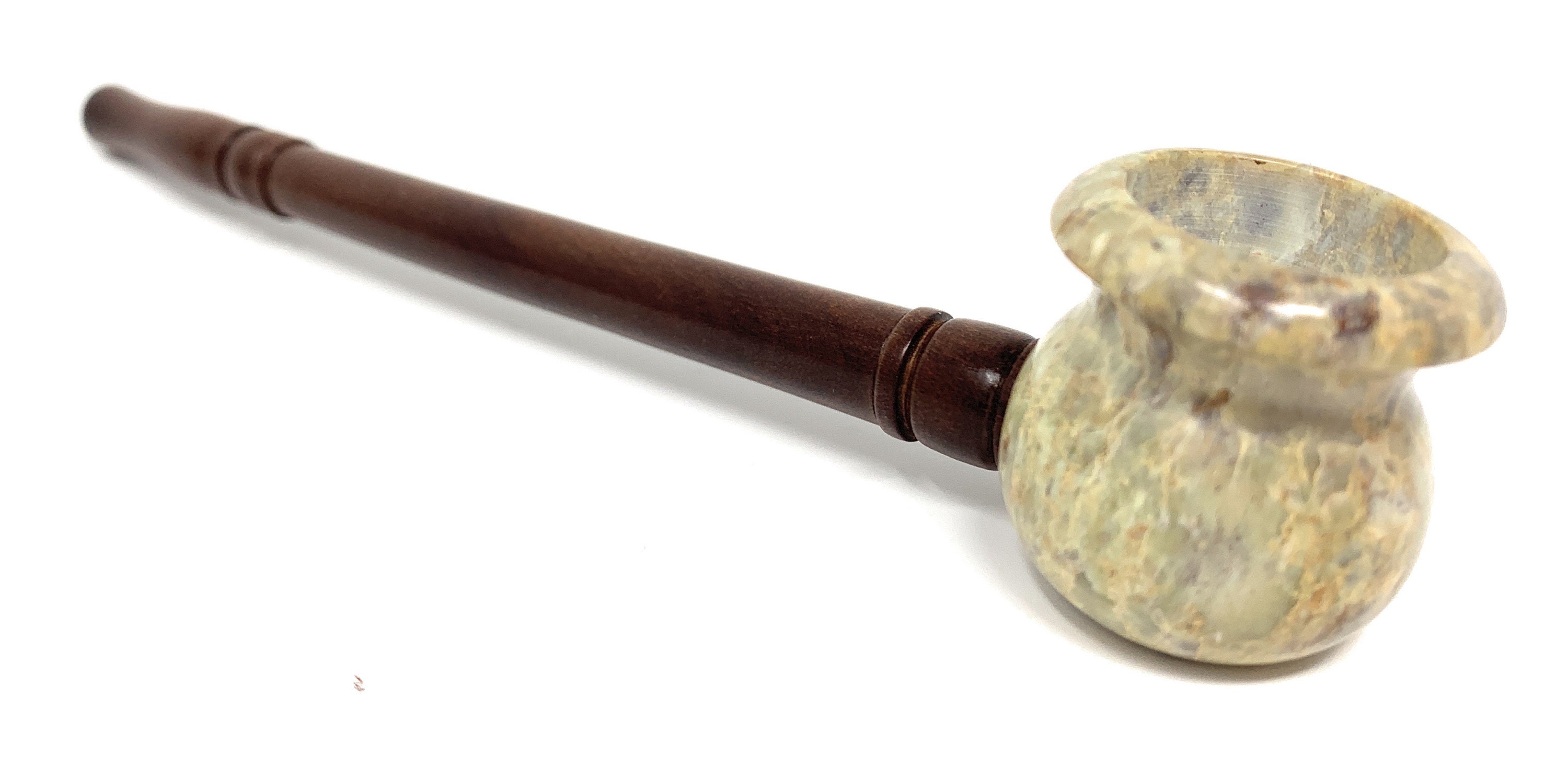 Hand Made 6 Inch Spade Stone Bowl Wood Smoking Pipe Ebony Stem Etsy